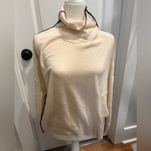 Someday Chic Cream Turtle Neck Sweater with Black Trim